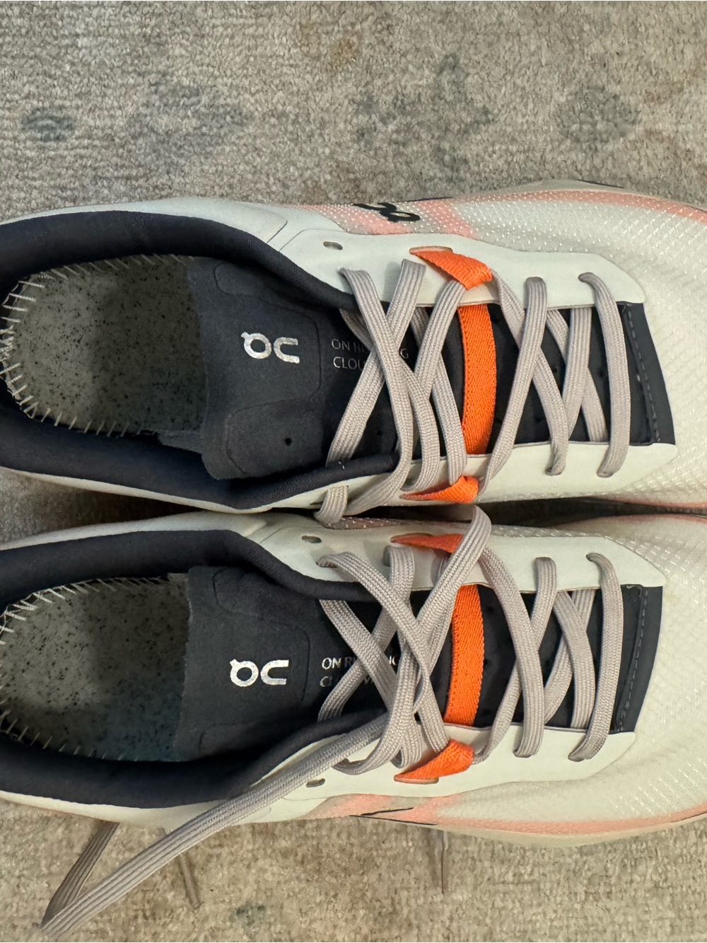 On Running White and Orange Men's Running Sneakers